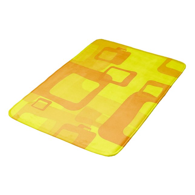 Vibrant Sunshine Flow – Modern Abstract Art Shapes Bath Mat (Angled)