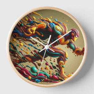 Vibrant Superhero Runner Wall Clock