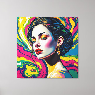 Vibrant surreal portrait art canvas print