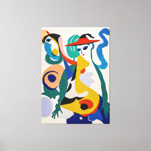 Vibrant Surrealism Cubist Figures Fine Art Canvas Print