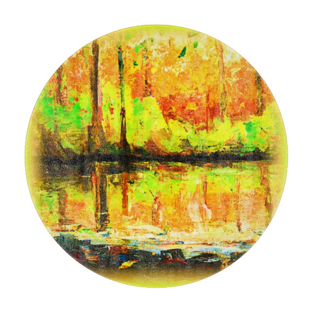 "Vibrant Swamp Forest" Cute Painting. Buy Now Cutting Board (Front)