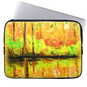 "Vibrant Swamp Forest" Cute Painting. Buy Now Laptop Sleeve