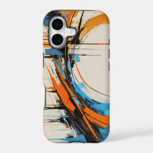 Vibrant Sweeping Curves Orange Blue Abstract