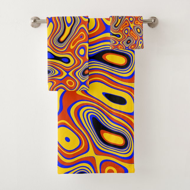 Vibrant Swirl: A Colourful Abstract  Bath Towel Set (Insitu)