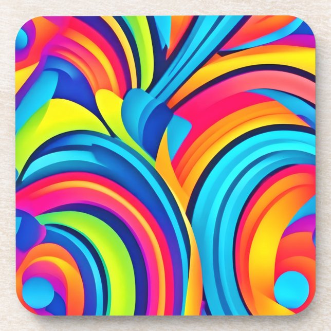 Vibrant Swirl Abstract Art Coaster (Front)