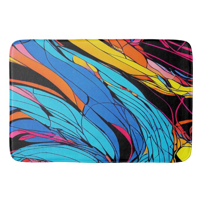 Vibrant Swirl Large Colourful Bath Mat Design (Front)
