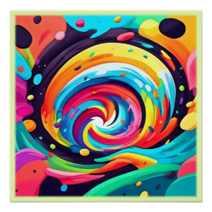Vibrant Swirl of Colours Abstract Art Poster