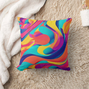 Vibrant Swirling Abstract Art Throw Pillow