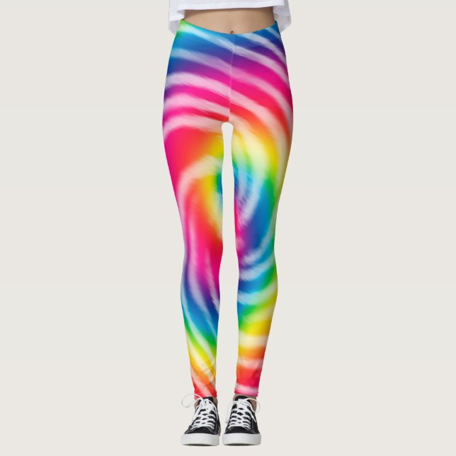 Vibrant Swirling Tie Dye Leggings (Front)