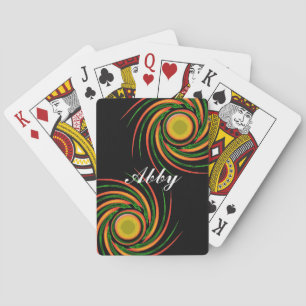 Vibrant Swirls Colourful Abstract Spirals Playing Cards
