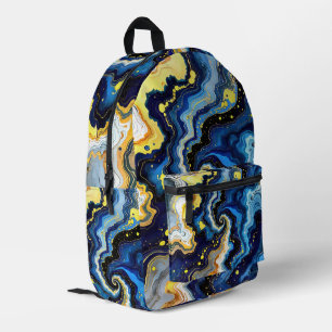 Vibrant Swirls of Blue and Gold 1 Printed Backpack