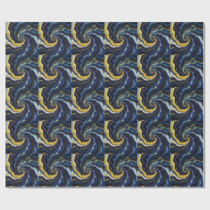 Vibrant Swirls of Blue and Gold 2 Wrapping Paper