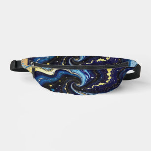 Vibrant Swirls of Blue and Gold 3 Fanny Pack