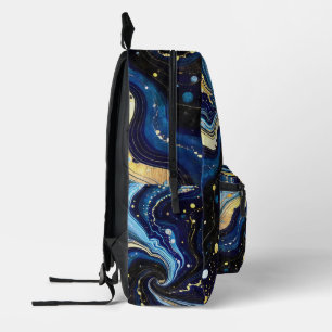 Vibrant Swirls of Blue and Gold 3 Printed Backpack