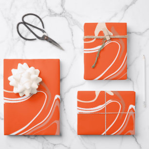 Vibrant Swirls of Orange Abstraction Wrapping Paper Sheet