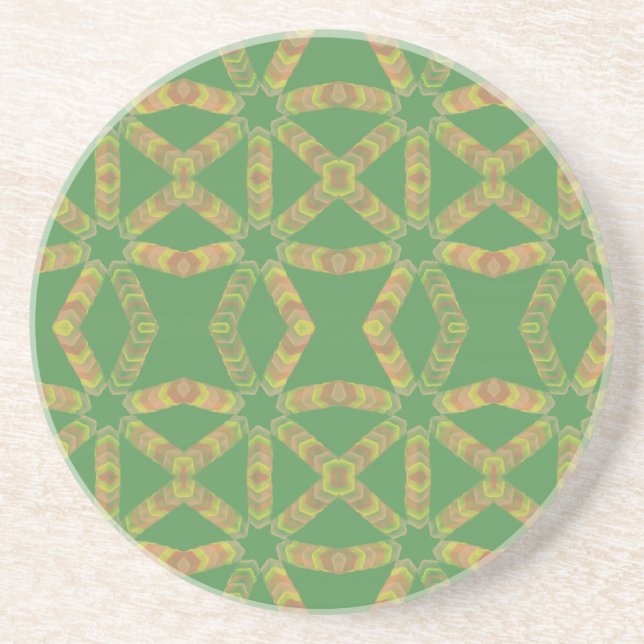 Vibrant Symetrical Kaleidoscope Pattern Coaster (Front)
