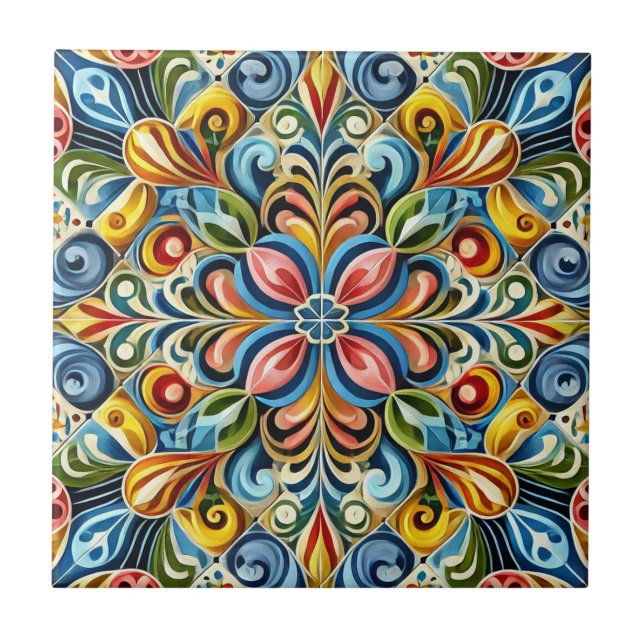  Vibrant Symmetrical Maximalism Tile (Front)