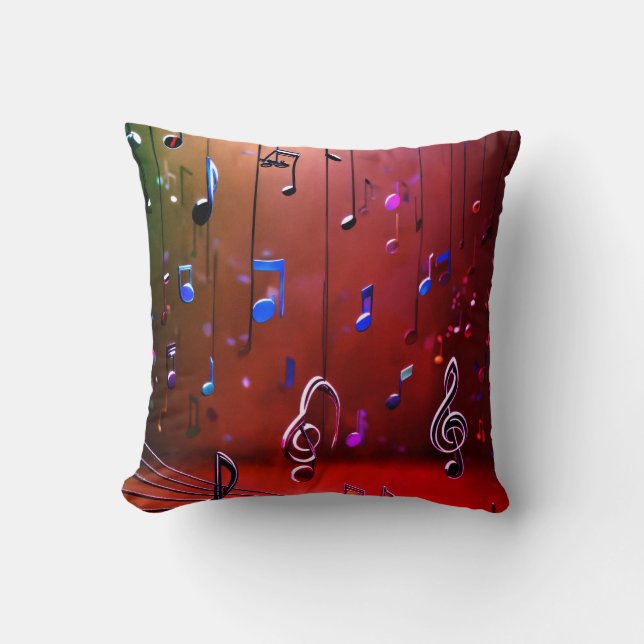 Vibrant Symphony: Multi-Colour Art Music Design Throw Pillow (Front)