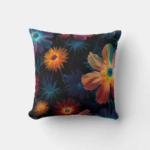 Vibrant Symphony of Coloured bloomed flowers Throw Pillow