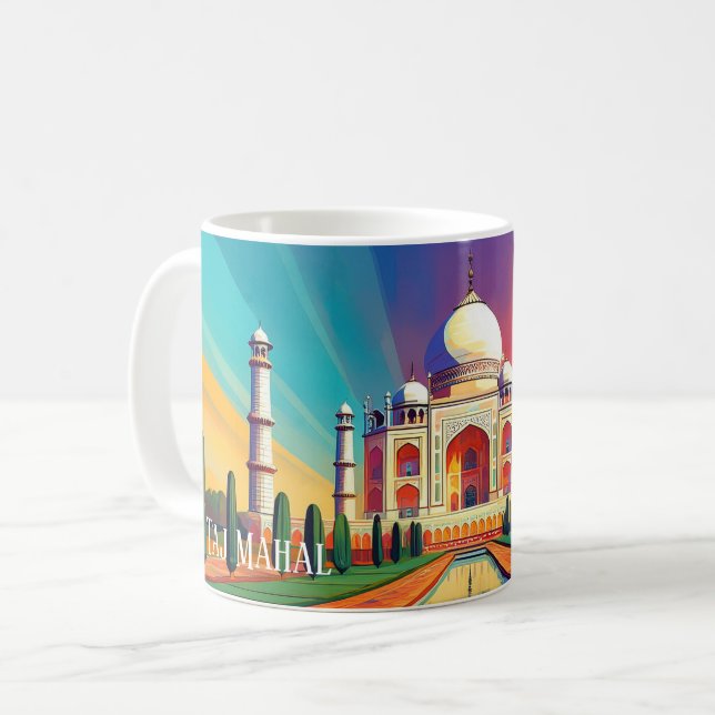 Vibrant Taj Mahal Sunrise Art Mug (Front Left)