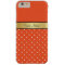 Vibrant Tangerine Tango Orange & White Dots, Gold 