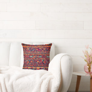 Vibrant Tapestry of Geometric Patterns Throw Pillow