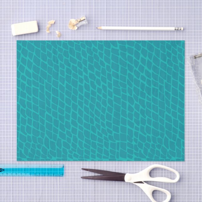 Vibrant Teal Fish Scales Mermaid Texture Decoupage Tissue Paper (Craft)