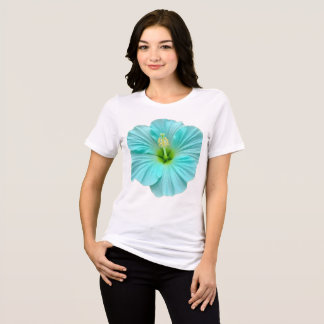 Vibrant Teal Hibiscus Floral Graphic T-shirt Tri-Blend Shirt