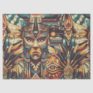 Vibrant Teal "Mesoamerican Motif" Wrap Tissue Pape Tissue Paper