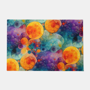 Vibrant Teal Purple Orange Fractal Art Pattern  Doormat