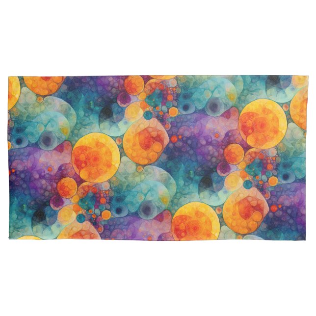 Vibrant Teal Purple Orange Fractal Art Pattern  Pillowcase (Front)