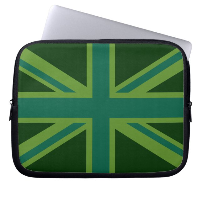 Vibrant Teal Union Jack Laptop Sleeve (Front)