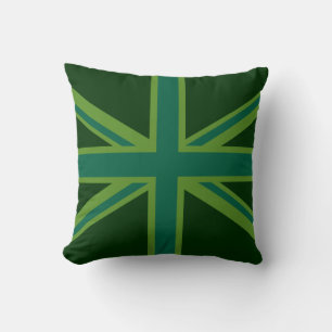 Vibrant Teal Union Jack Throw Pillow