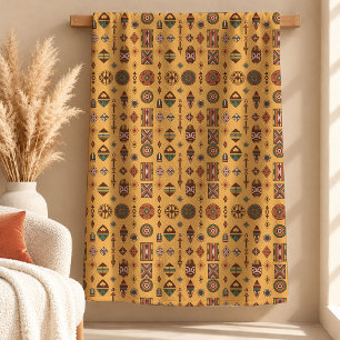 Vibrant Terracotta Tribal Pattern Throw Blanket