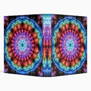 Vibrant Tie Dye Kaleidoscope Rainbow Mandala Binder