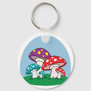 Vibrant Toadstool Mushroom Garden Keychain