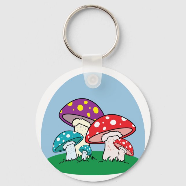 Vibrant Toadstool Mushroom Garden Keychain (Front)