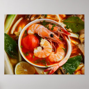 Vibrant Tom Yum Goong Thai Cuisine with Shrimp Poster