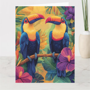 Vibrant Toucan PaintingTropical Birds in Paradise Card