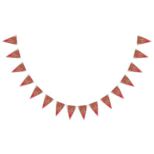 Vibrant traditional fabric featuring intricate flo bunting flags