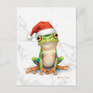 Vibrant Tree Frog Christmas Holiday Postcard