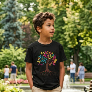 Vibrant Tree of Life: Roots and colourful leaves T-Shirt