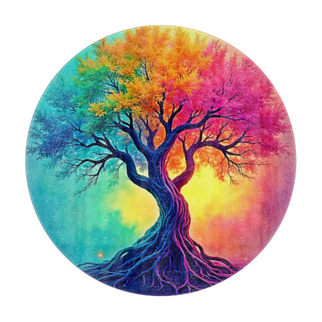 Vibrant Tree of Life: Roots of Hope Design  Cutting Board (Front)