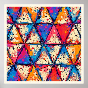 Vibrant Triangle Splatter Art Poster