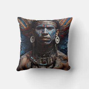 Vibrant Tribal Fusion Art Throw Pillow