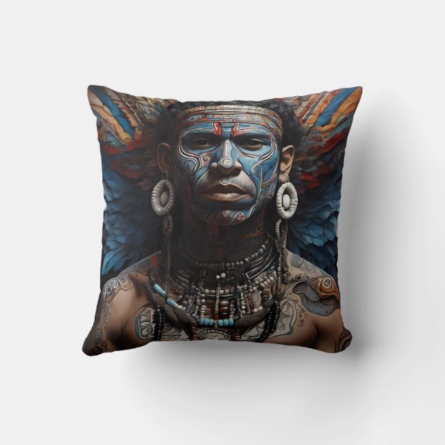Vibrant Tribal Fusion Art Throw Pillow (Back)