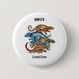 Vibrant Tribal Lizard Totem, custom 2 Inch Round Button