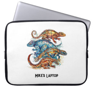 Vibrant Tribal Lizard Totem, custom Laptop Sleeve