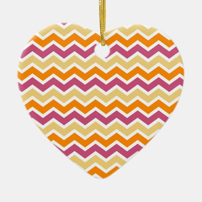Vibrant Tribal ZigZag Ceramic Ornament (Front)