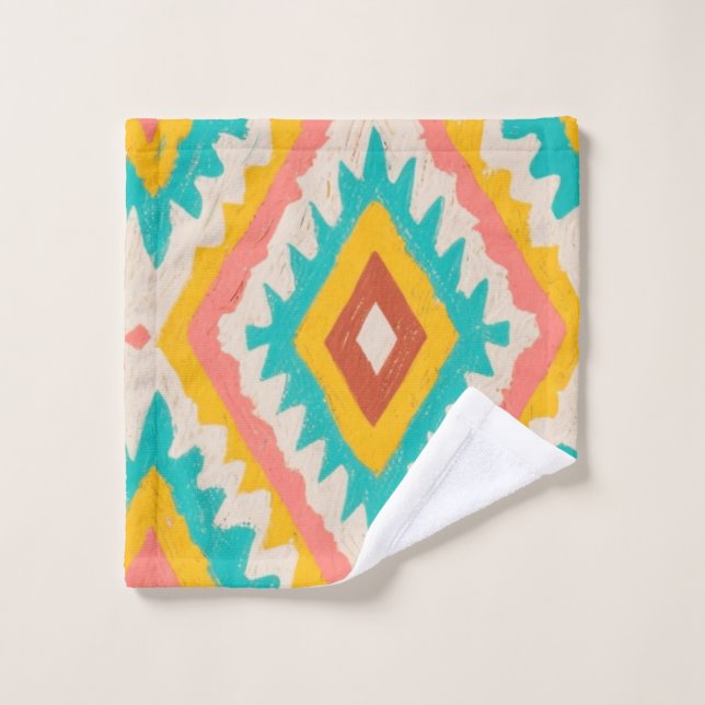 Vibrant Tribe, Bold Geometric Boho Pattern (Gant de toilette)